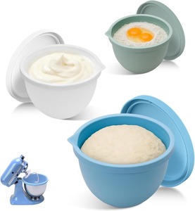 Revêtements de bol en silicone pour batteur sur socle <span class=keywords><strong>KitchenAid</strong></span> avec couvercles - Non toxiques, compatibles lave-vaisselle, réutilisables pour la pâtisserie et la cuisine - Product Image 1