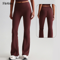 Set Yoga 4-Way Stretch dari Produsen, Atasan Model Y Back, Celana High Rise Flare, Pakaian Olahraga