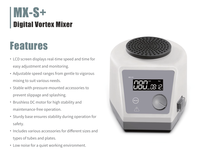 Mezclador de Laboratorio SUNHOT MX-S+ Personalizable, Motor DC sin Escobillas, Control Táctil, 100-3000 rpm, Pantalla LCD, Amplitud de 4 mm, IP21