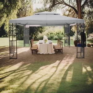 Pavillon gazebo de jardin en métal vintage avec cadre en acier et matériau de voile en PC traité sous pression, carports et auvents inspirés de la nature - Product Image 2