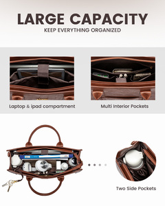 Sac de travail LOVEVOOK en cuir PU vintage, sacoche pour <span class=keywords><strong>ordinateur</strong></span> portable 15,6 pouces, sac d'<span class=keywords><strong>ordinateur</strong></span> imperméable, sacoche de bureau, sacoche pour <span class=keywords><strong>ordinateur</strong></span> portable pour femmes - Product Image 4