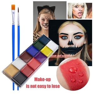 Peinture corporelle à base d'huile en 12 couleurs avec 2 pinceaux, <span class=keywords><strong>maquillage</strong></span> lavable pour adultes, fêtes, <span class=keywords><strong>Halloween</strong></span>, Noël, cosplay, <span class=keywords><strong>jeux</strong></span> - Product Image 3