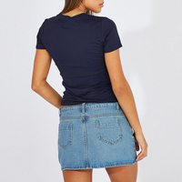 À manches courtes été haut pour femme col rond 90% coton 10% Spandex haute élastique mince femmes T-shirts en gros