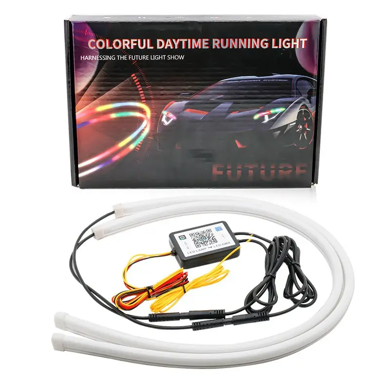 Outros acessórios de luz do carro LED Strip Turn Signal Light RGB Brilhante Flexível Turn Signal Daytime Running Light para o farol do carro
