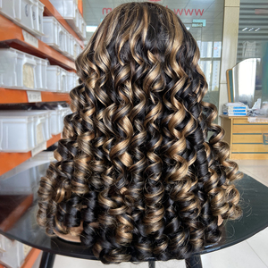 Làm nổi bật mật ong màu vàng 5x5 ren phía trước tóc giả tóc con người bouncy lỏng glueless đóng cửa tóc giả tóc con người Thùng cuộn loại - Product Image 1