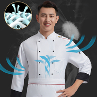 Uniformes de chef de cuisine haut de gamme à manches longues, vêtements de cuisine confortables et tenues de serveur brodées pour hommes/femmes dans les restaurants chinois-occidentaux