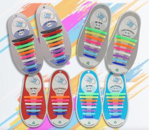 เชือกผูกรองเท้าซิลิโคนสีลูกกวาด เชือกผูกรองเท้าสีรุ้ง - Product Image 1