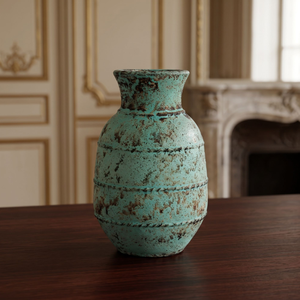 Jarrón de cerámica turquesa perfecto para arreglos florales estéticos y que realza la decoración de tu hogar o mesa. - Product Image 3
