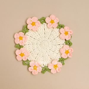 HANDMADE dễ thương Mini bó hoa chăn Coaster len Crochet dệt tay dệt kim sáng tạo món quà nhỏ bó hoa Coaster - Product Image 4