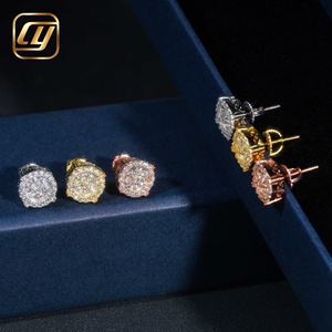 Pendientes de Lujo con Moissanita, Chapados en Oro de 18K, Corte Brillante Redondo, Diseño de Bola, Unisex, Joyería para Uso Diario - Product Image 4