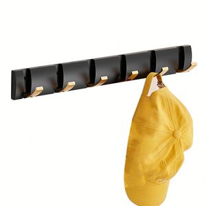 Porte-manteau mural pliable à 6 crochets, avec crochet adhésif et serrure à mortaise métallique pour porte, pour la sécurité - Product Image 2