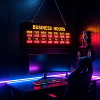 Panneau lumineux LED pour heures d'ouverture commerciale avec horaires hebdomadaires, panneau noir suspendu, éclairage LED pour studio de jeu, magasin de détail, décoration murale