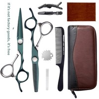 Ensemble de ciseaux de coiffure 6 pouces en acier inoxydable 9CR, ciseaux à effiler à dents plates et à dents en V pour usage en salon