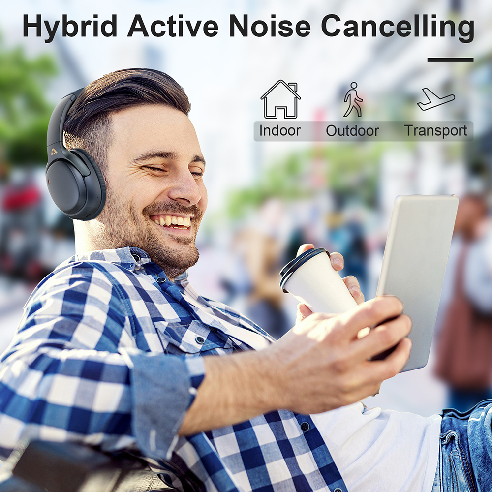 Ankbit E700 Wireless Active Noise Cancelling Headphones with 5 Mic