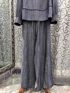 En kaliteli yeni kadın seti 2025 sonbahar kış Denim seti Lady lüks boncuk uzun kollu Denim Tops + uzun mavi kot takım elbise - Product Image 5