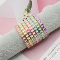 Bracelet jonc empilable tendance en émail diamant carré cristal moka, best-seller