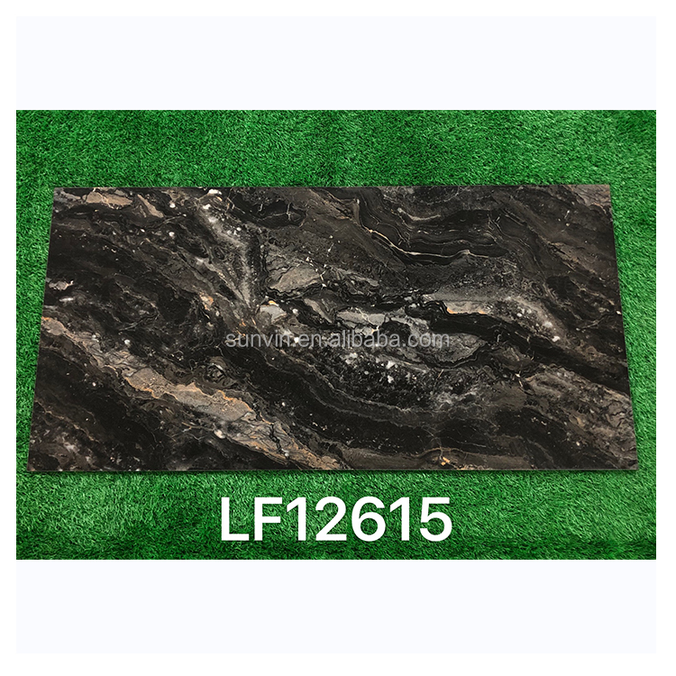1200x600 Artificial Marble Effect Floor Polished Marble Tile With White Veins Porcelain Black And White Marble Tiles