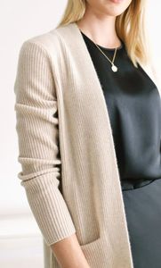 Cachemire <span class=keywords><strong>laine</strong></span> femmes Cardigan <span class=keywords><strong>manteau</strong></span> formel fête <span class=keywords><strong>manteau</strong></span> femmes pull en tricot côtelé - Product Image 3