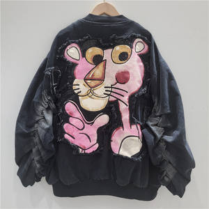 <span class=keywords><strong>Giacca</strong></span> <span class=keywords><strong>Oversize</strong></span> da <span class=keywords><strong>Donna</strong></span> Casual in <span class=keywords><strong>Denim</strong></span> Lavato con Cartoni Animati, Colorata e Pesante, Stile Chic alla Moda Primaverile, Novità 2025 - Product Image 3