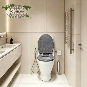 Siège de toilette en bois moulé de forme ronde avec paillettes, de qualité supérieure - Product Image 5