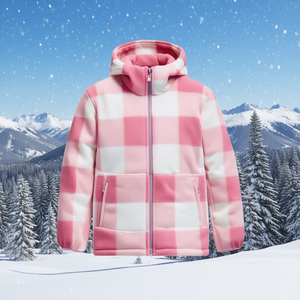 Veste polaire à capuche pour filles, 300g, polyester, fermeture éclair, respirante, vêtements de ski - Product Image 2