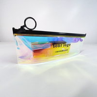 Vente en gros Kit de voyage en PVC Sac d'emballage brosse à dents en plastique Sac holographique de luxe pochettes de maquillage Transparent PVC sac cosmétique