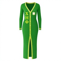 Vêtements de sororité Chi Eta Phi grec personnalisé Robe cardigan longue en coton brodé Maxi pull