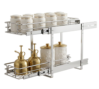 Étagère à épices coulissante à double niveau de 11,5 pouces, robuste, en fer chromé, avec système d'insertion par boulons, pour armoire de cuisine et garde-manger