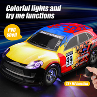 Auto RC a Escala 1/16 de 2.4GHz con Carcasa Transparente y Luces Coloridas, Auto Deportivo RC Recargable