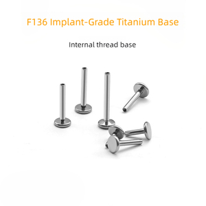 Labret de Titanio G23 Sin Rosca con Base Plana |   Joyería Quirúrgica F136 para Perforaciones de Labio, Oreja y Nariz - Product Image 2