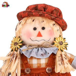 Плюшевый соломенный пугало-забавник Zaves Orange 13 дюймов с большими шляпами, украшение для осенней вечеринки в честь урожая, милые унисекс-куклы для использования в помещении - Product Image 4