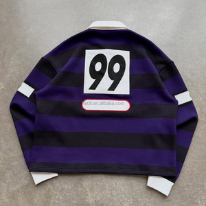 <span class=keywords><strong>Polo</strong></span> in Cotone a Righe Personalizzate di Lusso con Ricamo per <span class=keywords><strong>Uomo</strong></span>, Alta Qualità, Manica Lunga, Stile Rugby - Product Image 2