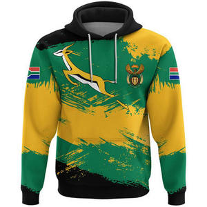 Sudadera con Capucha con Estampado Completo de la Selección Nacional de Rugby de Sudáfrica, Sudadera con Capucha con el Logotipo de los Springboks Saltando, Colores de la Bandera, Sudadera con Capucha - Product Image 1