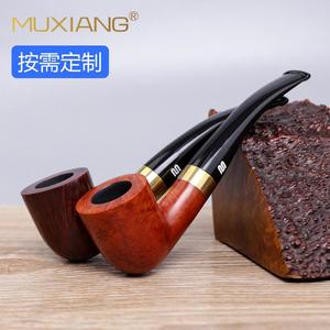 Muxiang Briarwood Smoking Pipe Bent Type With Metal Ring Handmade Tobacco Pipe Custom Made - Product Image 1