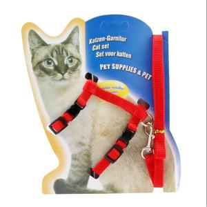 Conjunto de Arnés para Gato Rojo y Negro Ajustable para Paseos, Correa para Gato Anti-Escape, Artículos para Mascotas - Product Image 1
