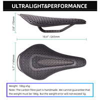 Selle de vélo imprimée en 3D avec fibre de carbone intégrale - 145 mm 185 g 7*9 - Selle de vélo adaptative pour VTT, vélo de route et vélo de gravier