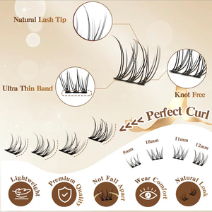 Grupos de Pestañas al por Mayor, Marca Privada, Grupo de Pestañas Individuales Estilo <span class=keywords><strong>Manga</strong></span>, Pestañas Naturales, Kit de Grupos de Pestañas Naturales para Hacerlo Usted Mismo - Product Image 3