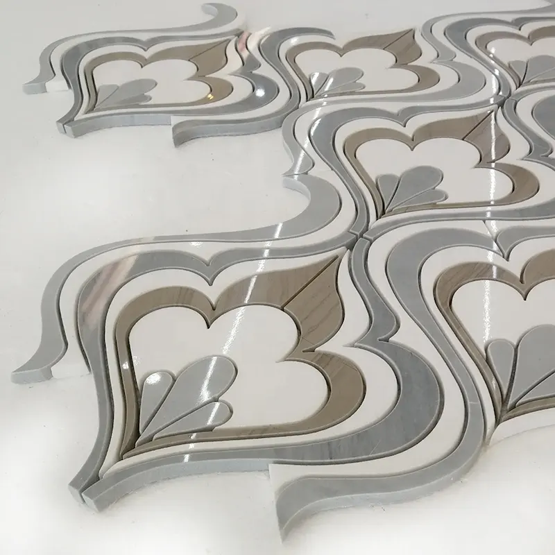 Nouvelle conception de revêtements de sol en mosaïque de marbre Waterjet à la mode