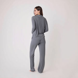 طقم بيجامات نسائية من Hongbo الأكثر مبيعاً مكون من قطعتين لفصل الخريف, بيجامات نوم مريحة وقابلة للتنفس من ألياف الخيزران والسباندكس للبيع بالجملة - Product Image 3