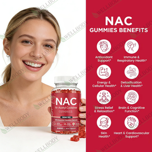 WELLBODY OEM Private Label Bebas Gluten 600mg NAC Gummies N-Acetyl <span class=keywords><strong>Cysteine</strong></span> Gummies Suplemen untuk Sistem Kekebalan Tubuh - Product Image 4