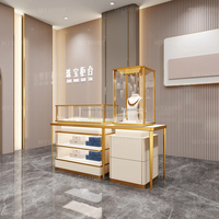 Myshine Logo personnalisé Présentoir à bijoux de style moderne avec lumière LED Vitrine en verre trempé pour centres commerciaux Magasins de détail Aluminium