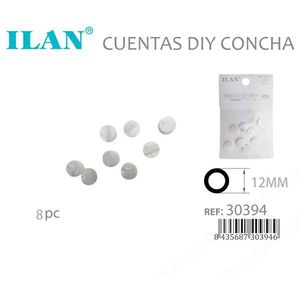 Perline di conchiglia Ilan 12mm rotonde colore naturale fai da te 8 pezzi - Product Image 3