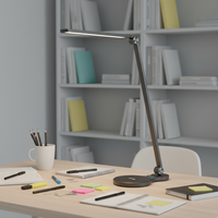 Lampe de bureau moderne avec chargeur sans fil, lampe LED à 5 températures de couleur, support réglable en aluminium, lampe de table en ABS, éclairage flexible pour l'étude et la lecture