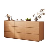 Commode de chambre et meuble de rangement de chevet en bois massif style cabane en chêne, 3 à 9 tiroirs, grande capacité, modèle OYG215, fabriqué en Chine