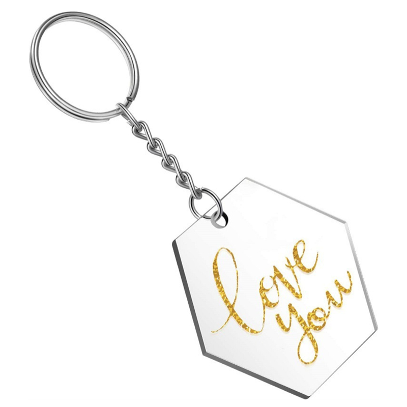Металлический брелок SHTONE, индивидуальный брелок, прозрачный акриловый шестигранный, прозрачный пластиковый брелок для ключей, рекламные подарки оптом