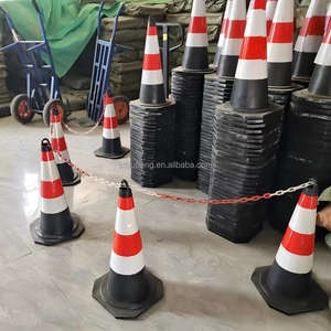 Cônes de signalisation routière en caoutchouc à déviation rapide, poteaux de signalisation, blocages routiers réfléchissants à haute intensité pour la sécurité routière, avertissement de construction sur glace - Product Image 6