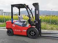 Chariot élévateur électrique contrepoids 3 tonnes, 4 roues, batterie lithium-ion, mât bi-étages, haute efficacité, entretien facile LIJINYU