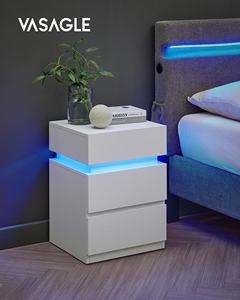 Mesa Auxiliar de Sofá <span class=keywords><strong>VASAGLE</strong></span> con 3 Cajones y Colores Ajustables para Dormitorio, Sala de Estar, Mesita de Noche Inteligente con Luz LED - Product Image 1