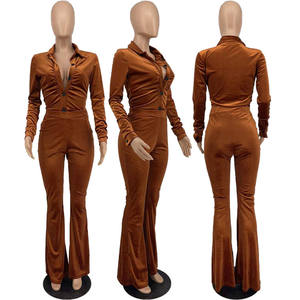 M6072-秋季2023女装天鹅绒套装2件套女装 - Product Image 5