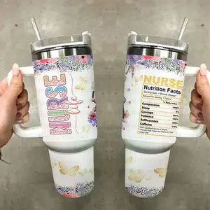 护士生活咖啡杯便携式保温杯个性化保温杯旅行杯带手柄和吸管护士日礼物